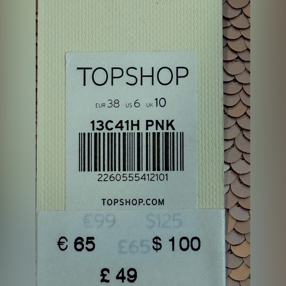 NWT Women’s TOPSHOP Rose gold reversible sequin short sleeve top- Size 6 - Picture 8 of 11